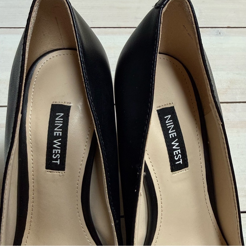 NEW NINE WEST Cara Dress Pumps Size 6.5 Leather Black - Picture 11 of 11